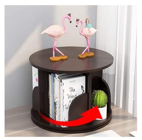 NESPIQ Bücherregal Für Arbeitszimmer Wohnzimmer 360 Grad Drehbares Desktop-Bücherregal, Schreibtisch-Organizer, Display-Regal, Heimbüro, Lagerregal, Freistehender Halter, Dekoration(Black Walnut) von NESPIQ