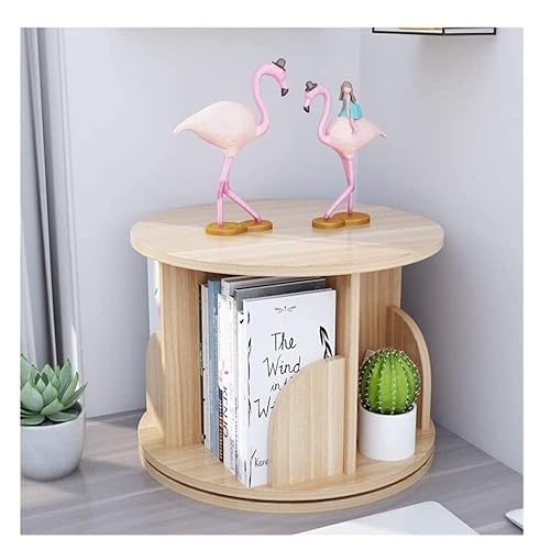 NESPIQ Bücherregal Für Arbeitszimmer Wohnzimmer 360 Grad Drehbares Desktop-Bücherregal, Schreibtisch-Organizer, Display-Regal, Heimbüro, Lagerregal, Freistehender Halter, Dekoration(Light Walnut) von NESPIQ