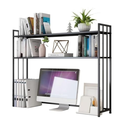 NESPIQ Bücherregal Für Arbeitszimmer Wohnzimmer Desktop-Bücherregal, Schmiedeeisernes, Verstellbares Arbeitsplatten-Bücherregal, Bücherregal, Desktop-Display Mit Offener Aufbewahrung(90 * 25 * 90CM) von NESPIQ