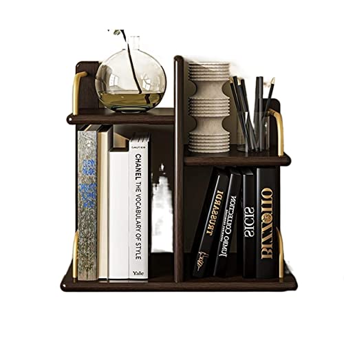 NESPIQ Bücherregal Für Arbeitszimmer Wohnzimmer Desktop-Bücherregal Bücherregal Mit Verstellbarem Regal Links Und Rechts, Schreibtisch-Aufbewahrungs-Organizer-Display-Regal(C) von NESPIQ