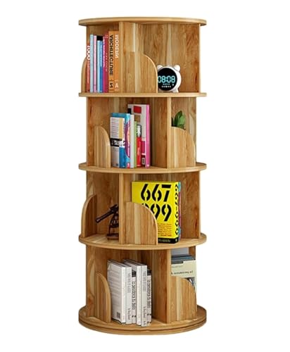 NESPIQ Bücherregal Für Arbeitszimmer Wohnzimmer Rotierendes Bücherregal, 4-stufiges Stehendes Bücherregal, Präsentationsständer, Nordisches Bodenstehendes Bücherregal, Bücherregale(Wood Color) von NESPIQ