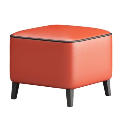 NESPIQ Fußstütze Hocker Moderner Minimalistischer Quadratischer Fußhocker Mit Weichem Ledersitz, Pouffe-Hocker Sitzhocker Fußhocker(Orange) von NESPIQ