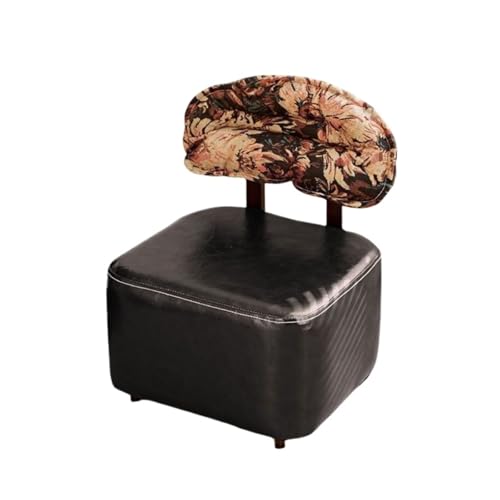 NESPIQ Fußstütze Hocker Retro-Drehhocker Mit Gepolsterter Rückenlehne for Das Wohnzimmer Sitzhocker Fußhocker(Black) von NESPIQ