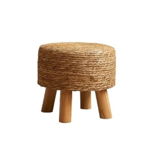 NESPIQ Fußstütze Hocker Runder Fußhocker, Handgewebte Poufs, Gepolsterte Fußstütze Mit Kiefernholzbeinen Sitzhocker Fußhocker(A) von NESPIQ