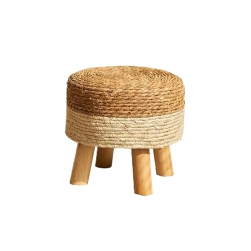 NESPIQ Fußstütze Hocker Runder Fußhocker, Handgewebte Poufs, Gepolsterte Fußstütze Mit Kiefernholzbeinen Sitzhocker Fußhocker(B) von NESPIQ