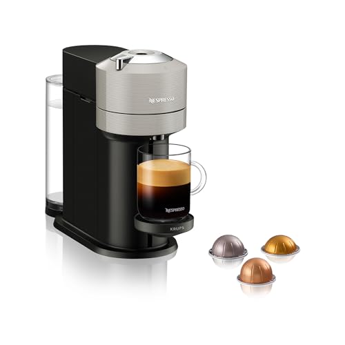 KRUPS Nespresso Vertuo Next Kapselmaschine,1,1 L Wassertank,Kapselerkennung durch Barcode, 6 Tassengrößen, Power-Off Funktion, 54 % aus recyceltem Kunststoff, Light Grey von NESPRESSO