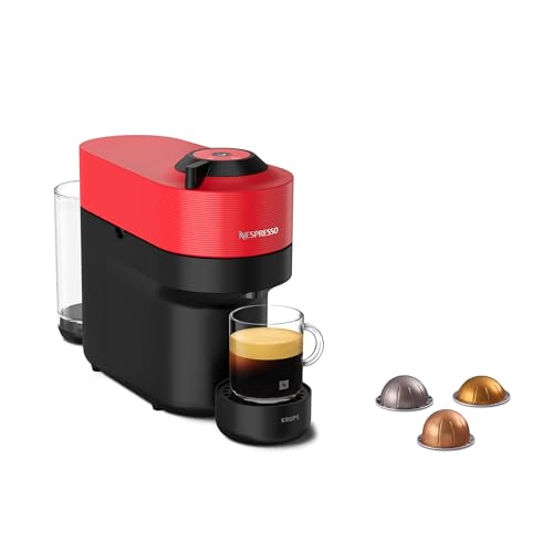 Nespresso Krups Vertuo Pop Kaffeekapselmaschine, Kapazität: 560 ml, automatische Kapselerkennung, One-Touch-System, 4 Tassengrößen, verkürzte Aufheizzeit, nachhaltig, Spicy Red, XN9205 von Nespresso