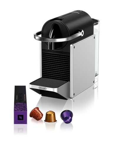 Nespresso De'Longhi Pixie EN127.S Kaffekapselmaschine, zwei Direktwahltasten, ECO-Modus, kompaktes Design, 19 Bar Drucksystem, 1260W, Silber/Schwarz von De'Longhi