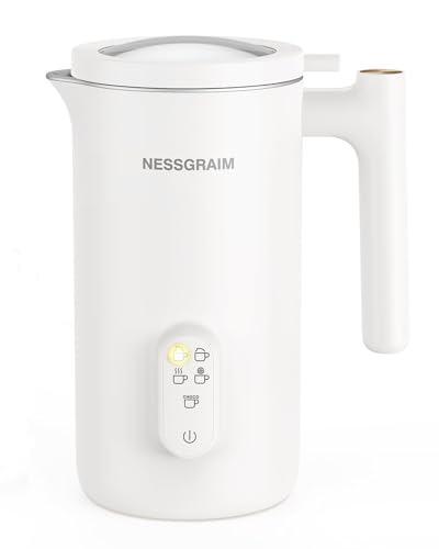 NESSGRAIM Milchaufschäumer, 5-in-1-Milchschäumer mit Touch-Steuerung, extra großer elektrischer Milchaufschäumer Kaffeeaufschäumer für Latte Cappuccino Heiße Schokolade, 500 ml weiß von NESSGRAIM