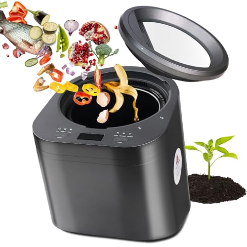 Verbesserter elektrischer Abfall-Küchen-Komposter, NESSGRAIM 2L Kapazität Countertop Composter Indoor geruchlos mit 2 abnehmbarem Kohlenstofffilter, um Abfall in natürlichen Dünger zu verwandeln von NESSGRAIM