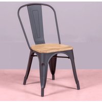 Metallstuhl mit Ulmenholzsitz - Bistro - Schwarz - Nest Dream von NEST DREAM