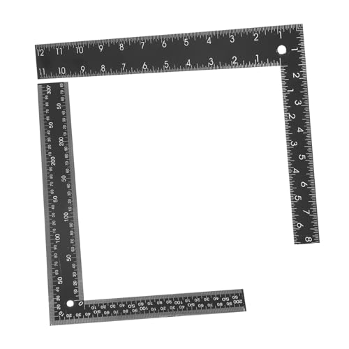 NESTINGHO 2 Stück Quadratische Zeichnungslineale Holzbearbeitungslineale Messlineale Studentenlineale Stahllineal Werkzeug Ingenieurlineal Messlineal In L Form 90° Winkellineal von NESTINGHO