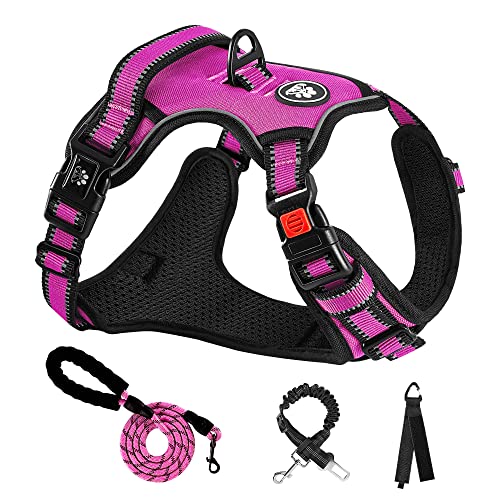 NESTROAD Hundegeschirr Große Hunde Leine Geschirrset Rose Rot, Größe L für Hunde Grosse mit Halsumfang 38~48CM Brustumfang 48~74CM, enthalten Brustgeschirre Hundeleine und Sicherheitsgurt Auto NESTROAD Hundegeschirr Große Hunde Leine Geschirrset Rose Rot, Größe L für Hunde Grosse mit Halsumfang 38~48CM Brustumfang 48~74CM, enthalten Brustgeschirre Hundeleine und Sicherheitsgurt Auto von NESTROAD