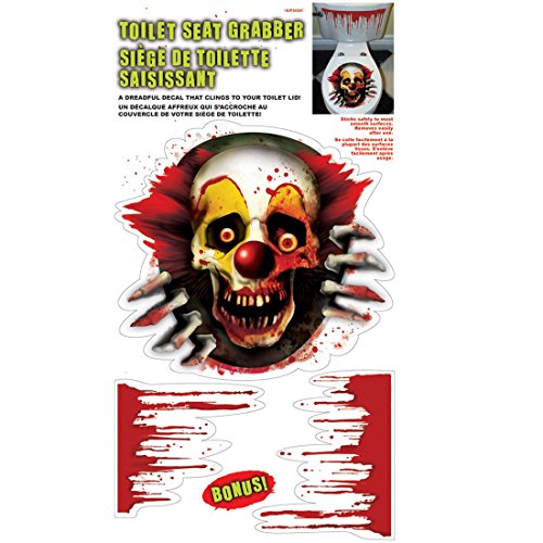 NET TOYS 3 TLG. Halloween WC Sticker Toiletten Aufkleber Clown Toilettensitz Tattoo Halloweenparty Deko Bad Halloweendeko Klo von NET TOYS