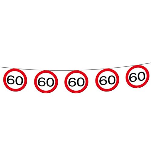 NET TOYS 60. Geburtstag Wimpelkette Verkehrsschilder Wimpelgirlande Geburtstagsgirlande Partybanner Partydeko Partykette Deko Geburtstagsdeko Banner Raumdeko von NET TOYS