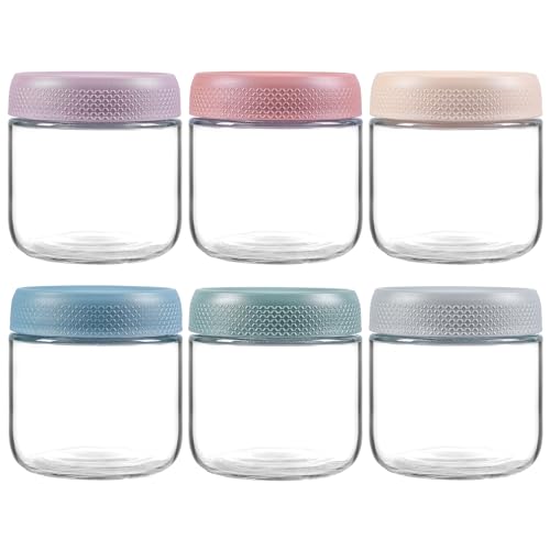 NETANY 6 Stück 284 ml Gläser mit luftdichtem Deckel, Haferbehälter für Übernachtung, mit Deckel, breite Öffnung, Einmachgläser, Vorratsbehälter für Snacks, Joghurt, Gewürze, Zucker von NETANY