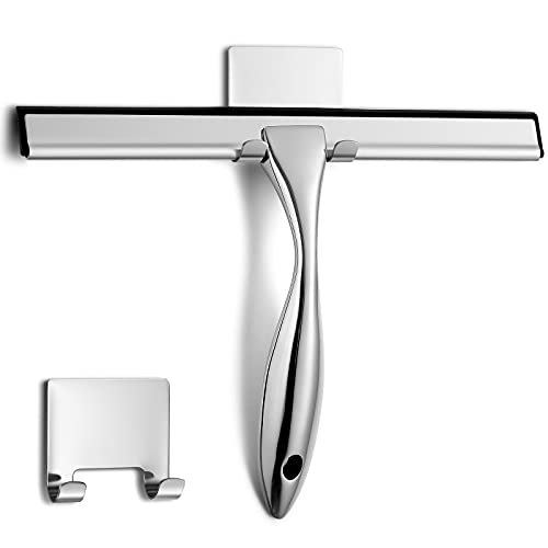 NETANY Duschabzieher 25,4 cm Silber Abzieher Allzweckabzieher aus Edelstahl für Badezimmer, Duschtüren, Spiegel, Fliesen und Autofenster - 100% streifenfrei von NETANY