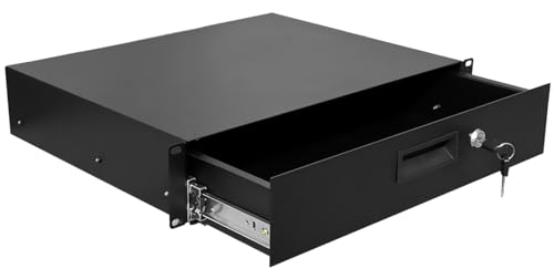 2U Rack Mount Drawer Server Cabinet Case for 19 Inch AV/Network/DJ Equipment Lockable Deep Drawer with Key von NETECABLE