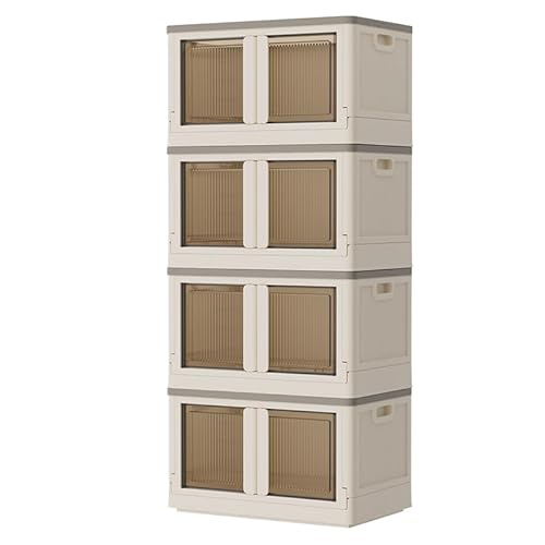 NETEL Aufbewahrungsbox mit Deckel, 72L 4 Stück, Boxen Aufbewahrung Plastikbox mit Deckel, Durchsichtig Stapelboxen mit Deckel, Faltbare Kunststoff Aufbewahrungsbox mit Tür und Rollen,Weiß von NETEL