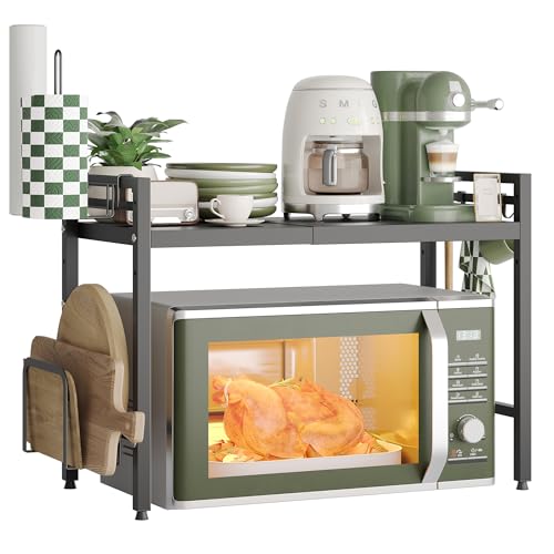 NETEL Erweiterbares Mikrowellen Regal 2 Stufig,Regal über Mikrowelle,Mikrowellenständer für Arbeitsplatte,Küchenregal Stehend für Backofen,Microwave Stand mit Haken und Schneidebrett Halter,Schwarz NETEL Erweiterbares Mikrowellen Regal 2 Stufig,Regal über Mikrowelle,Mikrowellenständer für Arbeitsplatte,Küchenregal Stehend für Backofen,Microwave Stand mit Haken und Schneidebrett Halter,Schwarz von NETEL