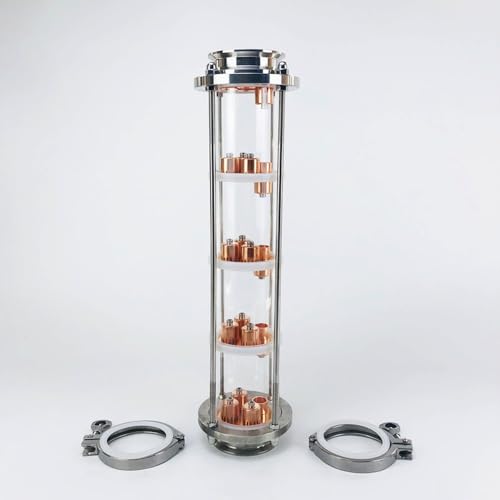 Destillationskolonne, 3"(76 Mm) OD91 Destillationskolonne Mit 5 Stück Kupferblasenplatten for Die Destillation, 5-lagige Rektifikationskolonne Aus Hochwertigem Glas, Silber (Size : Set 3) von NETFEN