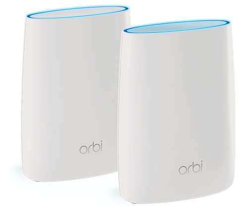 NETGEAR Orbi Tri-Band Whole Home Mesh WiFi System mit 3 Gbit/s Geschwindigkeit (RBK50) - Router & Extender Ersatzabdeckungen bis zu 5.000 m². ft., 2er-Pack enthält 1 Router & 1 Satellitenweiß von NETGEAR