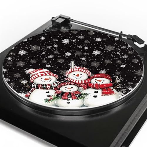 3 mm dicke, antistatische Filzplatte, Plattenspieler, Anti-Vibration, Slipmat, Audiophile für LP-Vinyl-Schallplattenspieler, Frohe Weihnachten, Schneemann, Schneeflocken von NETILGEN