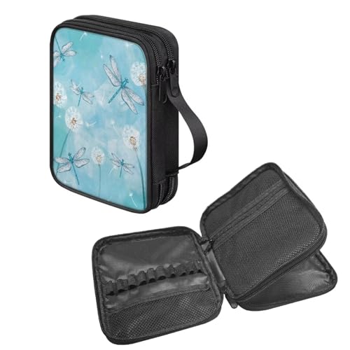 NETILGEN Aufbewahrungstasche mit Reißverschluss und Netztaschen für verschiedene Häkelnadeln und Zubehör, Häkelnadeletui mit Griff, Löwenzahn, Blume, Libelle NETILGEN Aufbewahrungstasche mit Reißverschluss und Netztaschen für verschiedene Häkelnadeln und Zubehör, Häkelnadeletui mit Griff, Löwenzahn, Blume, Libelle von NETILGEN