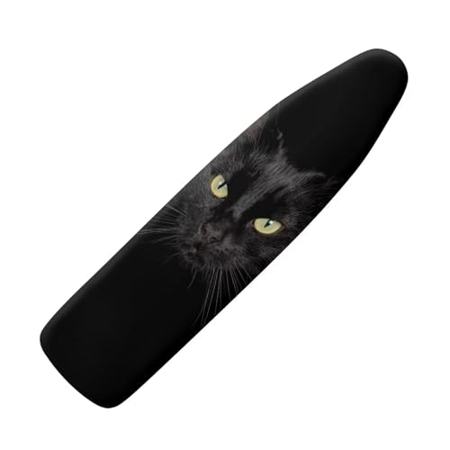NETILGEN Bügelbrettbezüge, superweich, elastisch, bügelbrettbezug, kratzbeständig, schmutzabweisend, XXL, für Maße 145-150 x 50-55 cm, schwarze Katze von NETILGEN