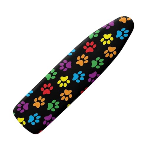 NETILGEN Bügelbrettbezug, elastischer Polyester-Bügelbrett-Ersatzbezug, hitzebeständig, fleckenabweisend, einfache Passform, Größe XXL, bunte Hundepfote von NETILGEN