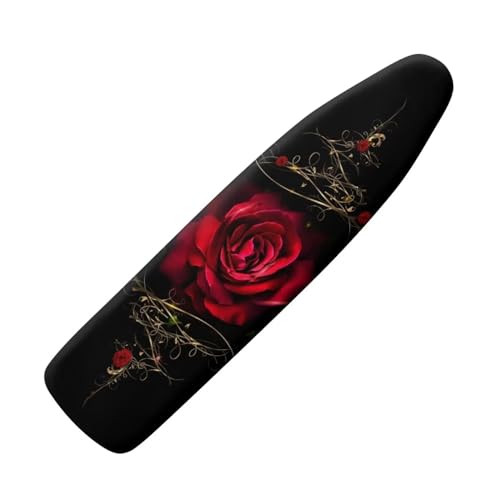NETILGEN Bügelbrettbezug Elastisch Ersatzbezüge Scorch Resistant mit Klettverschlüssen XXL für Maße 145-150x50-55 cm, Rote Rose von NETILGEN