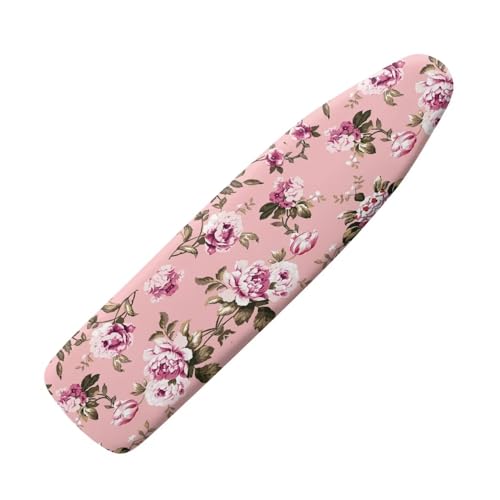 NETILGEN Bügelbrettbezug Elastisch Ersatzbezüge Scorch Resistant mit Klettverschluss XXL für Maße 145-150 x 50-55 cm Elegant Rosa Blume von NETILGEN