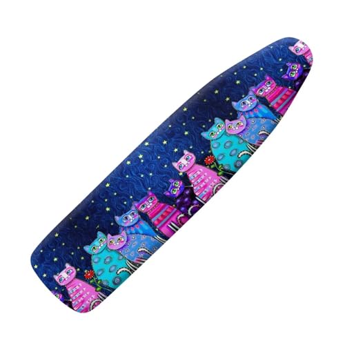NETILGEN Bügelbrettbezug mit Klettverschluss, einfach zu installieren, Schutzbezüge, waschbar, einfache Passform, für Zuhause, Hotel, passend für bis zu 115 x 36 cm, Starrt Star Cat von NETILGEN