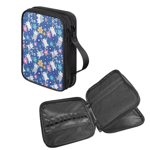 NETILGEN Hübsche Cartoon-Katzen-Häkelnadel-Set, Werkzeug-Organizer, Tasche mit Reißverschluss und Griff, tragbare Häkelnadel-Organizer, Handtasche NETILGEN Hübsche Cartoon-Katzen-Häkelnadel-Set, Werkzeug-Organizer, Tasche mit Reißverschluss und Griff, tragbare Häkelnadel-Organizer, Handtasche von NETILGEN