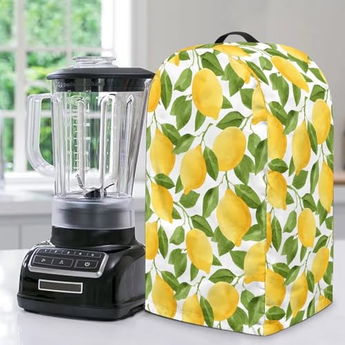 NETILGEN Küchenmixer-Abdeckung mit Kordelzug, Zitronenblatt-Druck, Staubschutz, 24,9 cm L x 18,3 cm B x 40,9 cm H, Küchenmixer-Gerät für Zuhause, Küche von NETILGEN