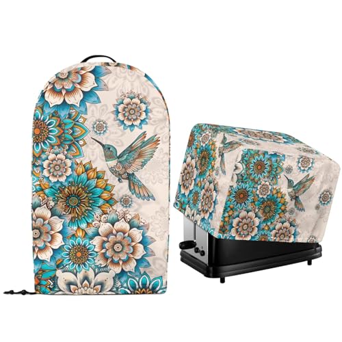 NETILGEN Mandala-Blumen-Kolibri-Küchen-Arbeitsplattenständer, Mix-Mixer und Toaster, Ofen-Maschine, Staubschutz mit Kordelzug am Saum, hält Küchengeräte sauber und ordentlich NETILGEN Mandala-Blumen-Kolibri-Küchen-Arbeitsplattenständer, Mix-Mixer und Toaster, Ofen-Maschine, Staubschutz mit Kordelzug am Saum, hält Küchengeräte sauber und ordentlich von NETILGEN