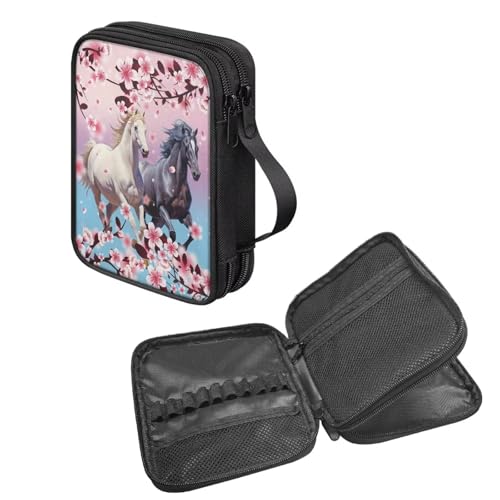 NETILGEN Reise-Häkelwerkzeug-Organizer-Tasche für Haken und Stricknadeln, Zubehör, tragbare Häkelnadel-Tasche mit Griff von NETILGEN