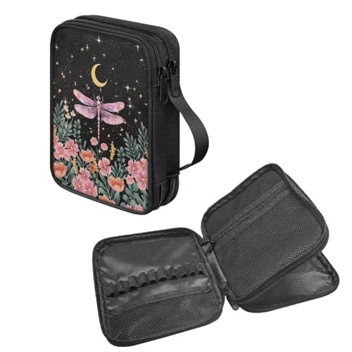 NETILGEN Rosa Blume Libelle leichte Häkelnadeln und Zubehör Organizer Etui mit Netztasche und Griff Häkeln Strickzubehör Aufbewahrungstasche NETILGEN Rosa Blume Libelle leichte Häkelnadeln und Zubehör Organizer Etui mit Netztasche und Griff Häkeln Strickzubehör Aufbewahrungstasche von NETILGEN