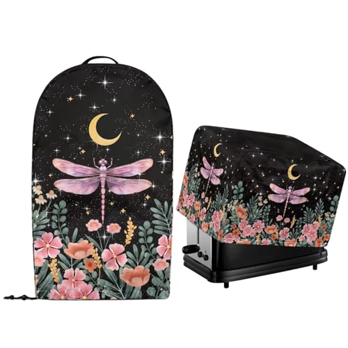 NETILGEN Schutzhülle für Küchengeräte mit Staub- und Fleckenmotiv, für Arbeitsplatte, Ständer, Mixer- und Toaster, Staubschutz mit Kordelzug, maschinenwaschbar, rosa Blume, Libelle NETILGEN Schutzhülle für Küchengeräte mit Staub- und Fleckenmotiv, für Arbeitsplatte, Ständer, Mixer- und Toaster, Staubschutz mit Kordelzug, maschinenwaschbar, rosa Blume, Libelle von NETILGEN