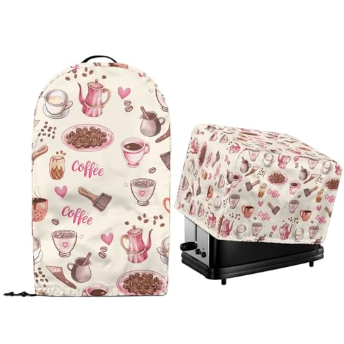 NETILGEN Schutzhülle für kleine Geräte, für Toaster, Brot, Maschine und Arbeitsplatte, Standmixer, Deckel mit Kordelzug am Saum und Griff oben, Kaffee-Rosa von NETILGEN