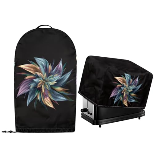 NETILGEN Staubschutz für Küchengeräte mit Kordelzug am Saum, 2 Stück, Standmixer, Mixmaschine und Toaster, Staubschutz, Kunstblumen, Schwarz von NETILGEN