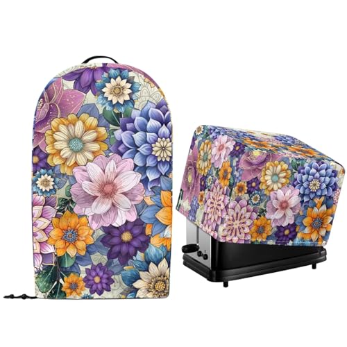 NETILGEN Staubschutzabdeckungen für Küche, kleine Geräte, Arbeitsplatte, Ständer, Mixer, Küchenmaschine, Mixer und gesteppter Toaster, Ofenmacher, Staubschutzhüllen, Boho-Blumen, Blüte, 2 Stück NETILGEN Staubschutzabdeckungen für Küche, kleine Geräte, Arbeitsplatte, Ständer, Mixer, Küchenmaschine, Mixer und gesteppter Toaster, Ofenmacher, Staubschutzhüllen, Boho-Blumen, Blüte, 2 Stück von NETILGEN