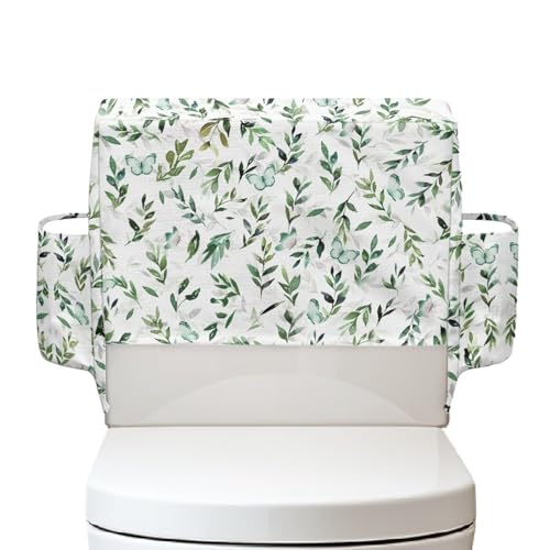 NETILGEN Staubschutzbezug für Toilettenspülkasten mit Aufbewahrungstaschen, grünes Blatt und Schmetterling NETILGEN Staubschutzbezug für Toilettenspülkasten mit Aufbewahrungstaschen, grünes Blatt und Schmetterling von NETILGEN