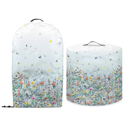 NETILGEN Staubschutzhüllen-Set für Küchengeräte mit bunten Blumen, 3 Quarts Schnellkochtopf und Standmixer, Küchenmaschine, Mixer-Abdeckung, Staub- und Fingerabdruckschutz, Küchenzubehör NETILGEN Staubschutzhüllen-Set für Küchengeräte mit bunten Blumen, 3 Quarts Schnellkochtopf und Standmixer, Küchenmaschine, Mixer-Abdeckung, Staub- und Fingerabdruckschutz, Küchenzubehör von NETILGEN