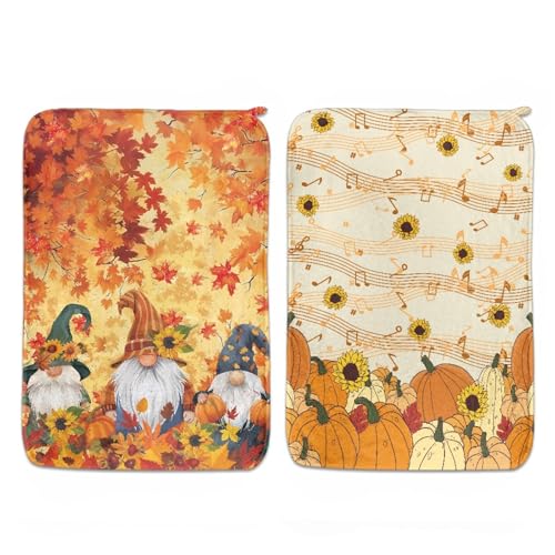 NETILGEN Thanksgiving-Zwerg-Küchen-Geschirrtücher, waschbar, Handtücher, Wohnaccessoires, Frottee-Geschirrtücher, Happy Fall Y'all, 2 Stück von NETILGEN