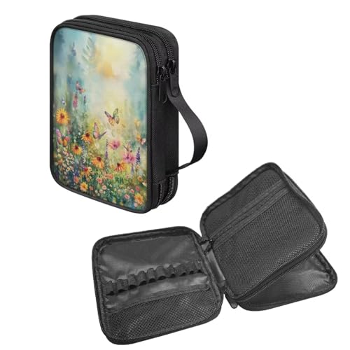 NETILGEN Tragbare Häkelnadel-Tasche mit Gänseblümchen-Blumen- und Schmetterlings-Motiv, für Reisen, Häkelnadeln und Stricknadeln, Organizer mit Griff, einfach zu tragen NETILGEN Tragbare Häkelnadel-Tasche mit Gänseblümchen-Blumen- und Schmetterlings-Motiv, für Reisen, Häkelnadeln und Stricknadeln, Organizer mit Griff, einfach zu tragen von NETILGEN