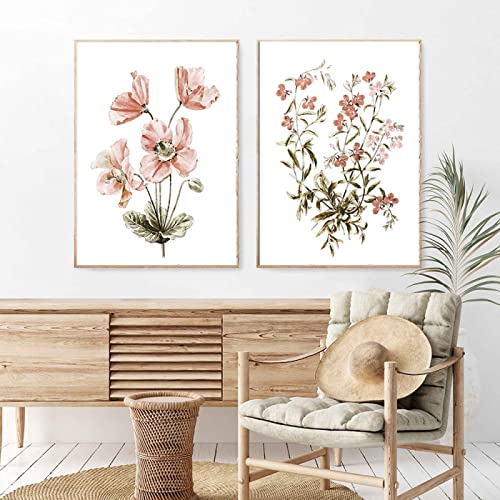 NETIVA Minimalistische Wandkunst Wildflower Poster Boho Botanical Canvas Painting Indoor Bouquet Kunstdruck Wall Picture Living Room Home Decor/ohne Rahmen von NETIVA