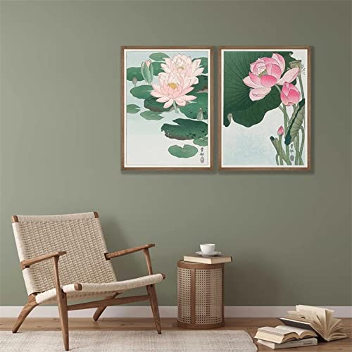 NETIVA Nordic Wandkunst Seerose Leinwand Malerei Japanische Blume Lotus Botanische Poster Für Wohnzimmer Dekoration Home Schlafzimmer Decor Bild/Kein Rahmen von NETIVA