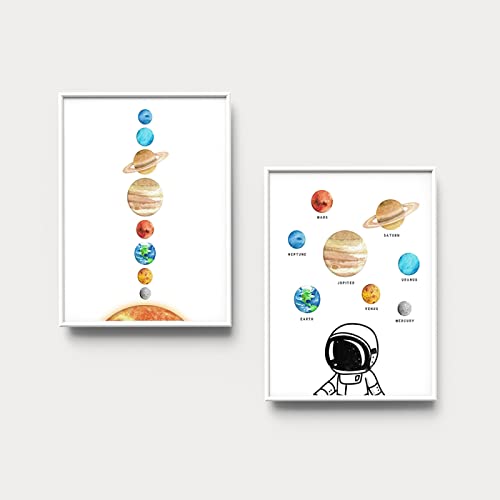 NETIVA Nordic Wandkunst Solar System Poster And Prints Galaxy Space Star Nebula Art Poster Print Universe Science For Boys Wall Picture-30x40cmx2 Kein Rahmen von NETIVA