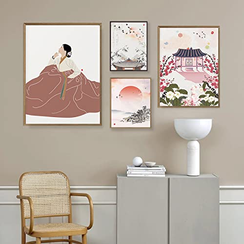 NETIVA Wandkunst im koreanischen Stil, Poster, Drucke, Leinwand, Gemälde, asiatische koreanische Kultur, Landschaftsbilder für Wohnzimmer, Schlafzimmer, Heimdekoration, ohne Rahmen von NETIVA